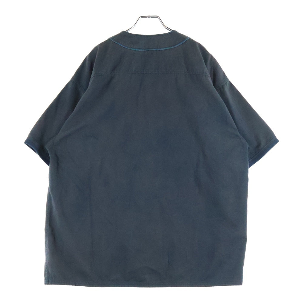 UNDEFEATED(アンディフィーテッド) 21SS WASHED TWILL BASEBALL JERSEY ウォッシュ加工 ロゴプリント ツイル 半袖ベースボールシャツ ブルー 211077012038