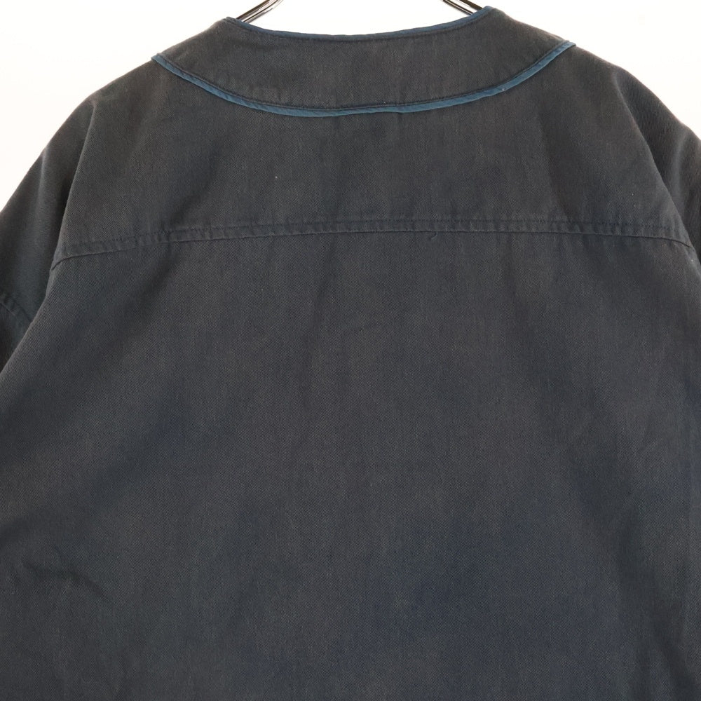 UNDEFEATED(アンディフィーテッド) 21SS WASHED TWILL BASEBALL JERSEY ウォッシュ加工 ロゴプリント ツイル 半袖ベースボールシャツ ブルー 211077012038