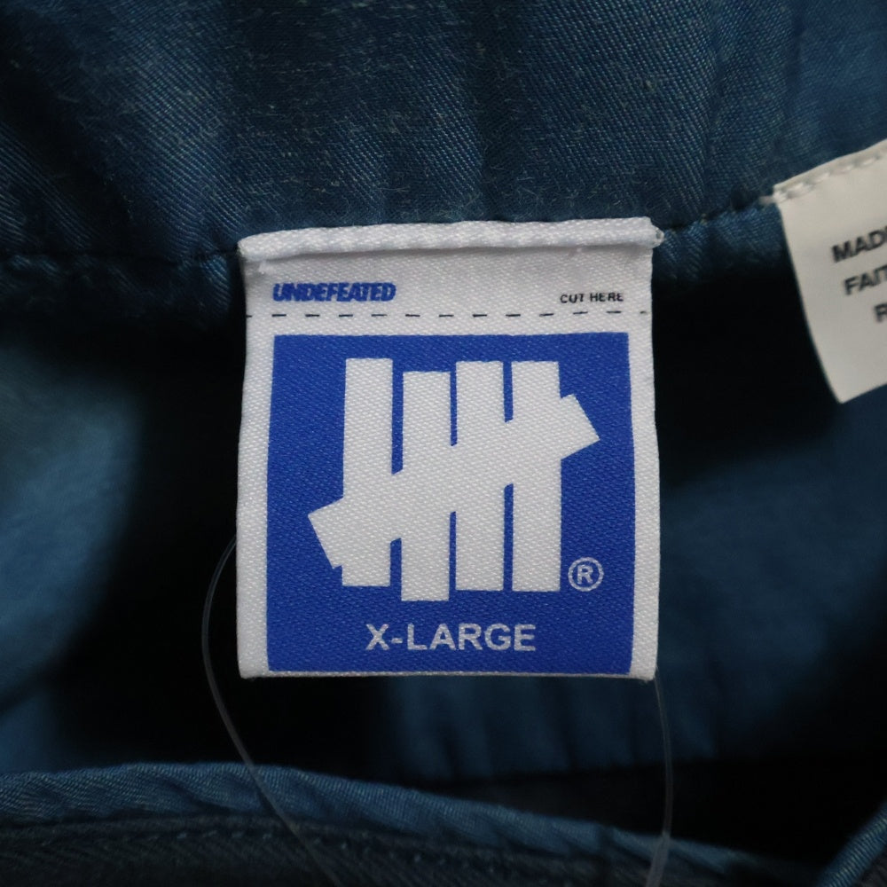 UNDEFEATED(アンディフィーテッド) 21SS WASHED TWILL BASEBALL JERSEY ウォッシュ加工 ロゴプリント ツイル 半袖ベースボールシャツ ブルー 211077012038