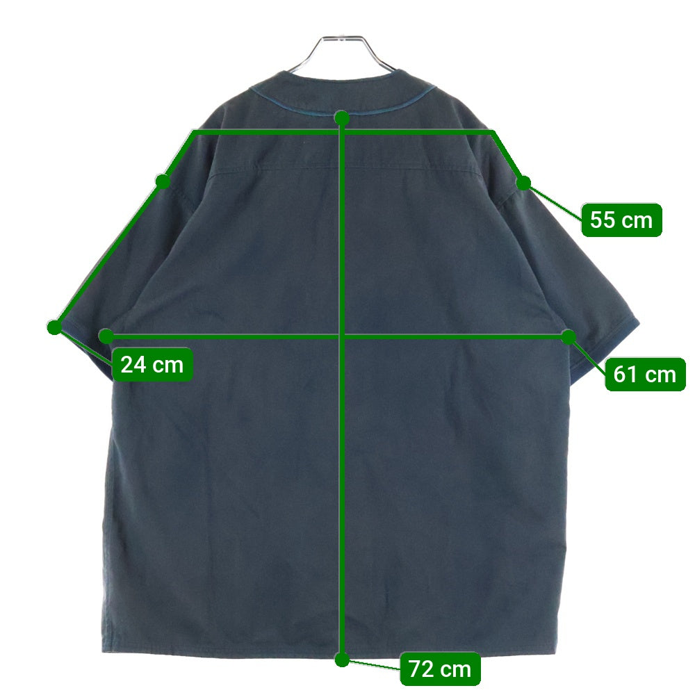 UNDEFEATED(アンディフィーテッド) 21SS WASHED TWILL BASEBALL JERSEY ウォッシュ加工 ロゴプリント ツイル 半袖ベースボールシャツ ブルー 211077012038