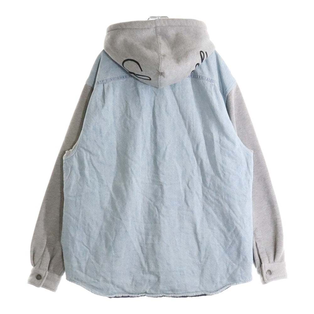 SUPREME(シュプリーム) 22AW Fleece Hooded デニムシャツ フード付き スウェットコンビ 裏地キルティング インディゴ/グレー