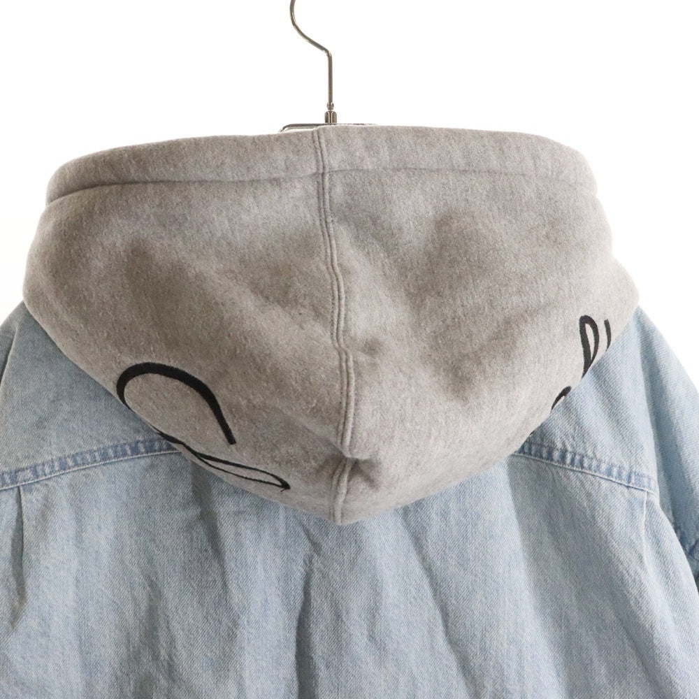SUPREME(シュプリーム) 22AW Fleece Hooded デニムシャツ フード付き スウェットコンビ 裏地キルティング インディゴ/グレー