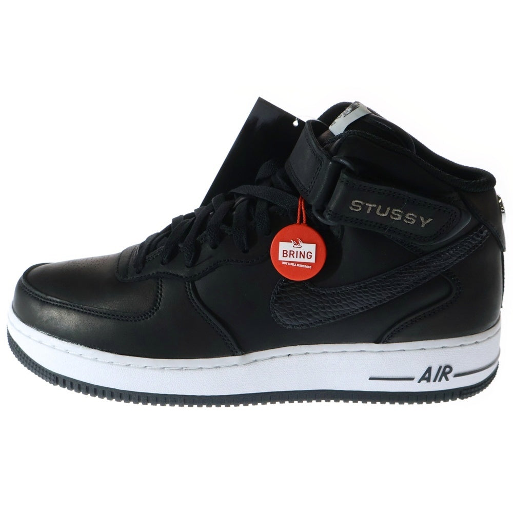 NIKE(ナイキ) ×STUSSY AIR FORCE 1 MID BLACK SNAKESKIN ステューシー エアフォースワン ミドルカットスニーカー ブラック US10.5/28.5cm DJ7840-001
