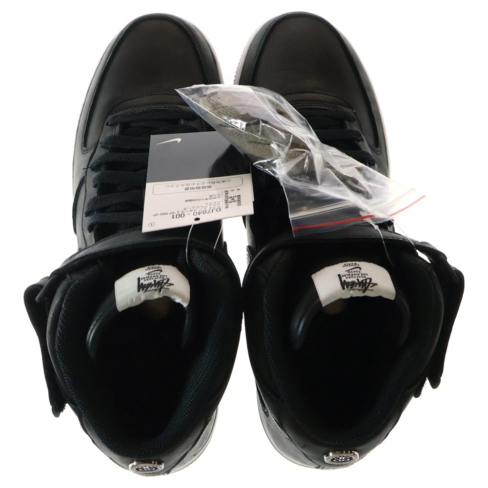 NIKE(ナイキ) ×STUSSY AIR FORCE 1 MID BLACK SNAKESKIN ステューシー エアフォースワン ミドルカットスニーカー ブラック US10.5/28.5cm DJ7840-001