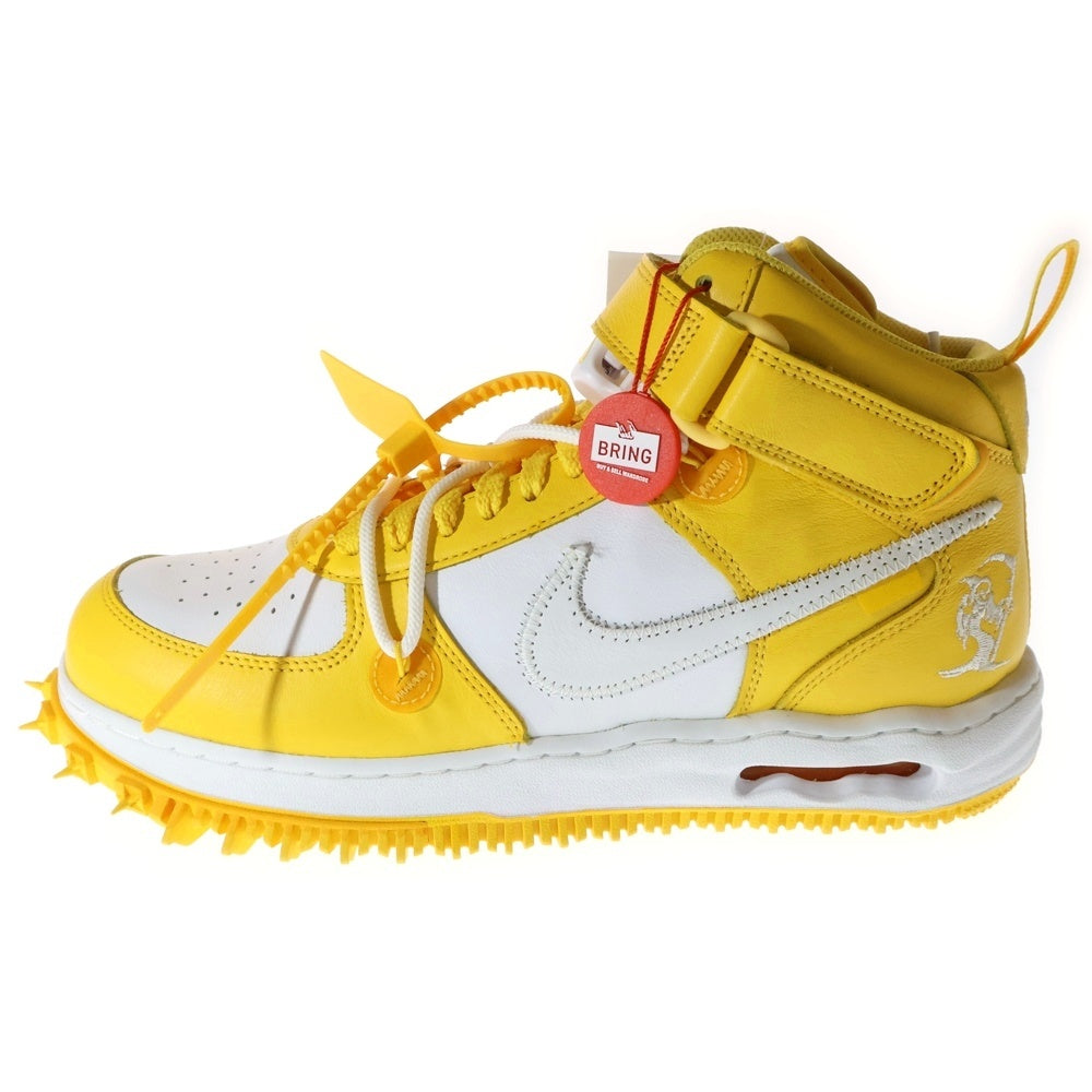 NIKE(ナイキ) ×OFF-WHITE AIR FORCE 1 MID SP LTHR オフホワイト エア フォース 1 ミッドカットスニーカー ホワイト/イエロー US10.5/28.5cm DR0500-101