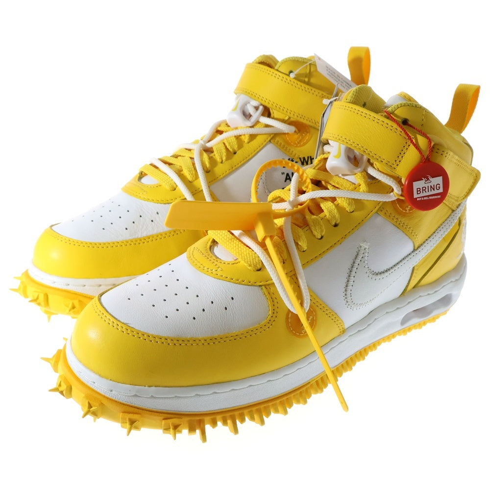 NIKE(ナイキ) ×OFF-WHITE AIR FORCE 1 MID SP LTHR オフホワイト エア フォース 1 ミッドカットスニーカー ホワイト/イエロー US10.5/28.5cm DR0500-101