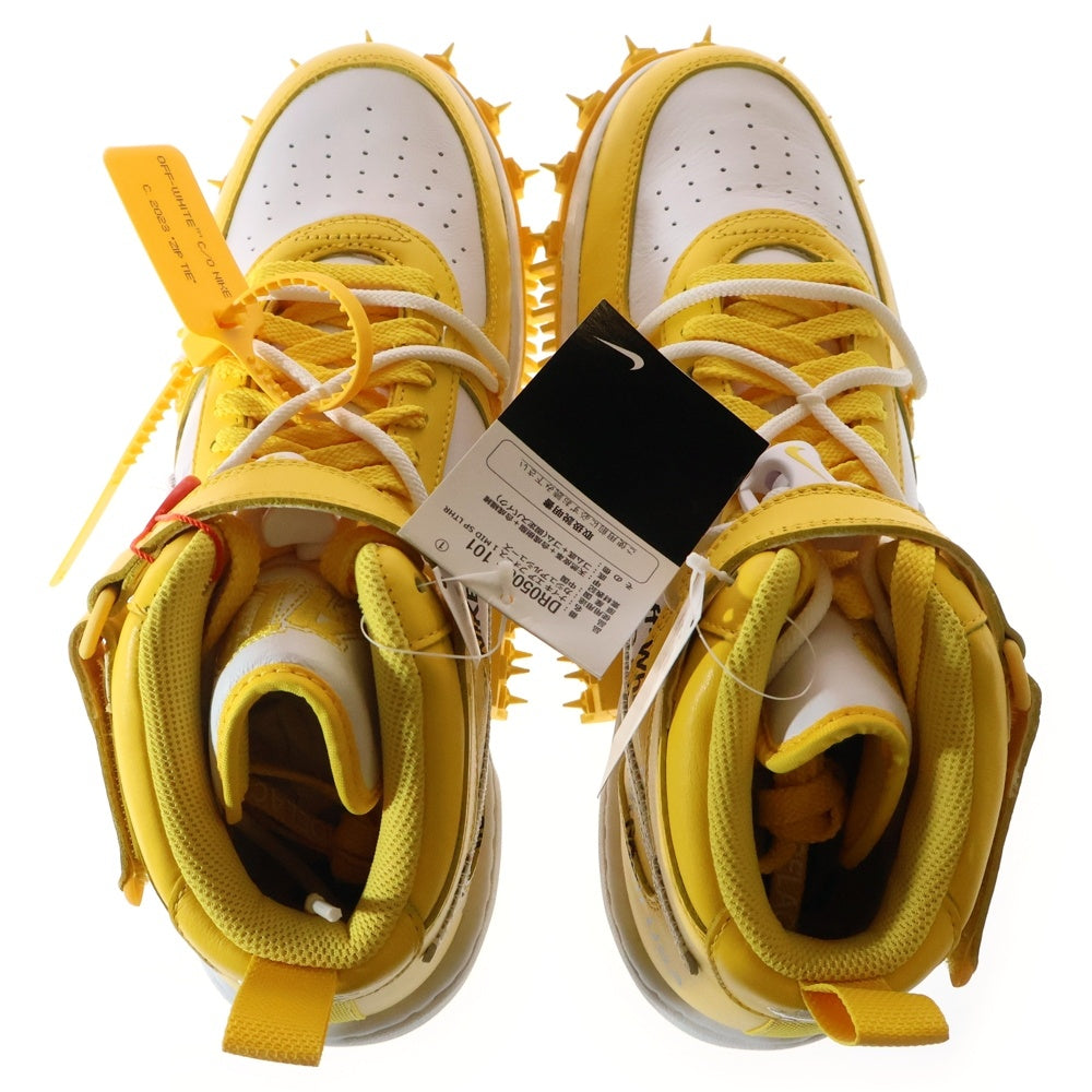 NIKE(ナイキ) ×OFF-WHITE AIR FORCE 1 MID SP LTHR オフホワイト エア フォース 1 ミッドカットスニーカー ホワイト/イエロー US10.5/28.5cm DR0500-101