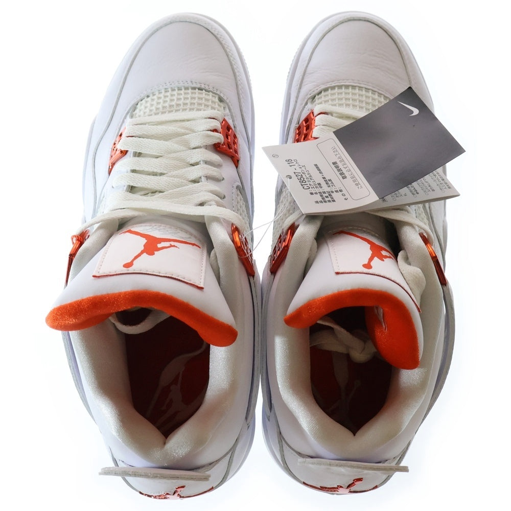 NIKE(ナイキ) AIR JORDAN 4 RETRO TEAM ORANGE エアジョーダン4 レトロ チームオレンジ ハイカットスニーカー ホワイト/オレンジ US10.5/28.5cm CT8527-118