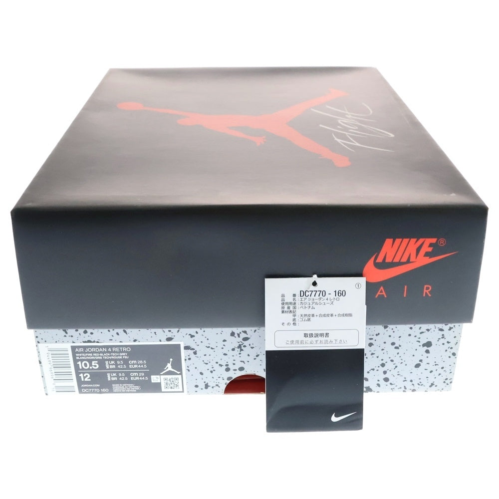 NIKE(ナイキ) AIR JORDAN4 RETRO FIRE RED エアジョーダン4 ファイアーレッド ハイカットスニーカー ホワイト/レッド US10.5/28.5cm DC7770-160