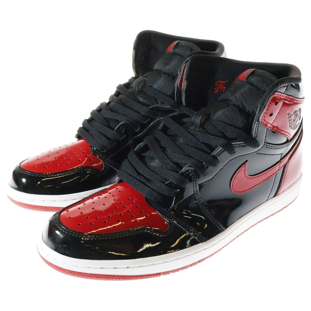 NIKE(ナイキ) AIR JORDAN 1 RETRO HIGH OG PATENT BRED エアジョーダン1 パテント ブレッド ハイカットスニーカー ブラック/レッド US10.5/28.5cm 555088-063
