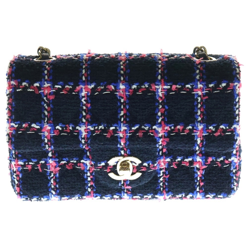 CHANEL(シャネル) ミニマトラッセ 20 ツイード ゴールド金具 チェーンショルダーバッグ ブラック ランダムシリアル A69900