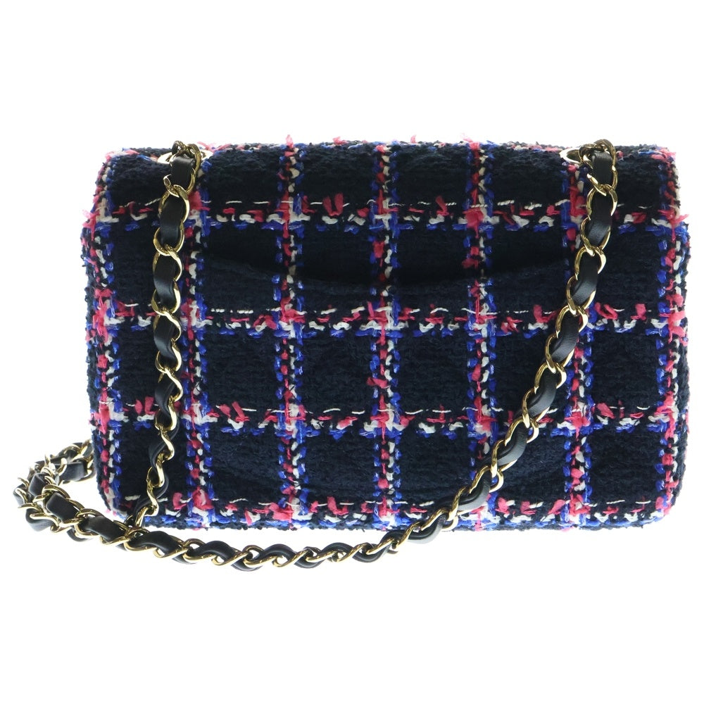 CHANEL(シャネル) ミニマトラッセ 20 ツイード ゴールド金具 チェーンショルダーバッグ ブラック ランダムシリアル A69900