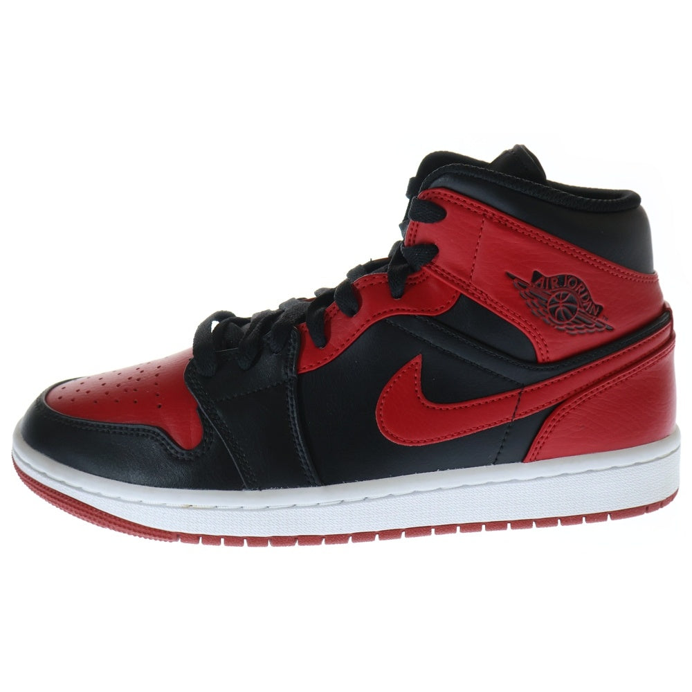 NIKE(ナイキ) AIR JORDAN 1 MID BRED エアジョーダン1 ブレッド ミッドカットスニーカー ブラック/レッド US8/26cm 554724-074