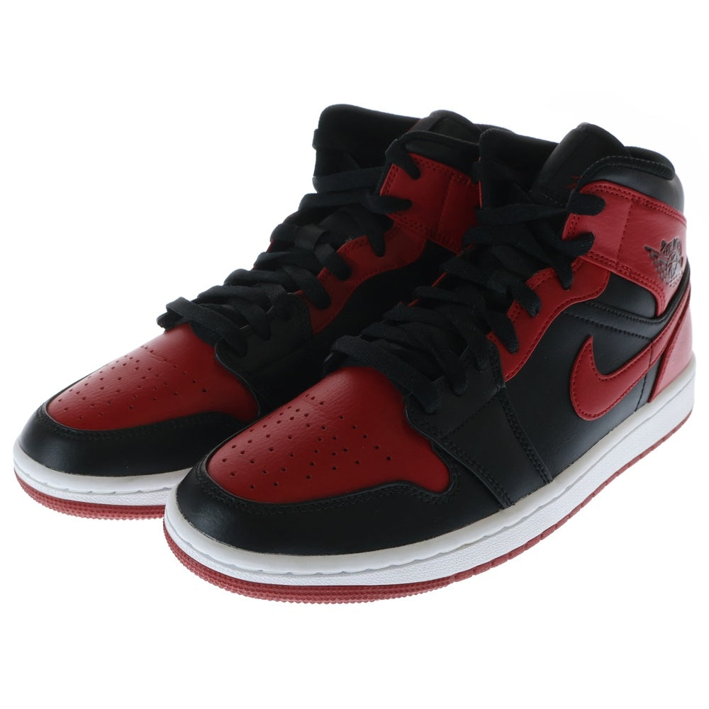 NIKE(ナイキ) AIR JORDAN 1 MID BRED エアジョーダン1 ブレッド ミッドカットスニーカー ブラック/レッド US8/26cm 554724-074