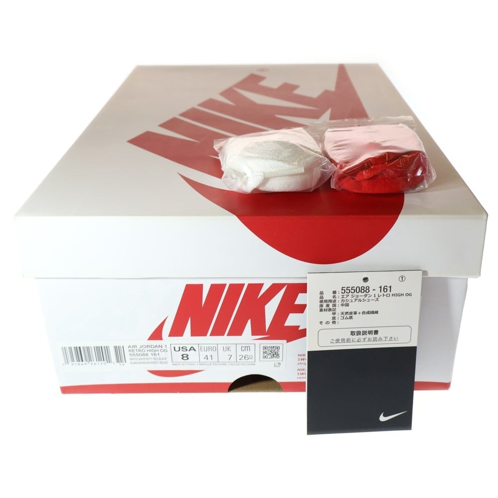 NIKE(ナイキ) AIR JORDAN 1 HIGH OG HERITAGE エアジョーダン 1 ヘリテージ ハイカットスニーカー ホワイト/レッド US8/26cm 555088-161