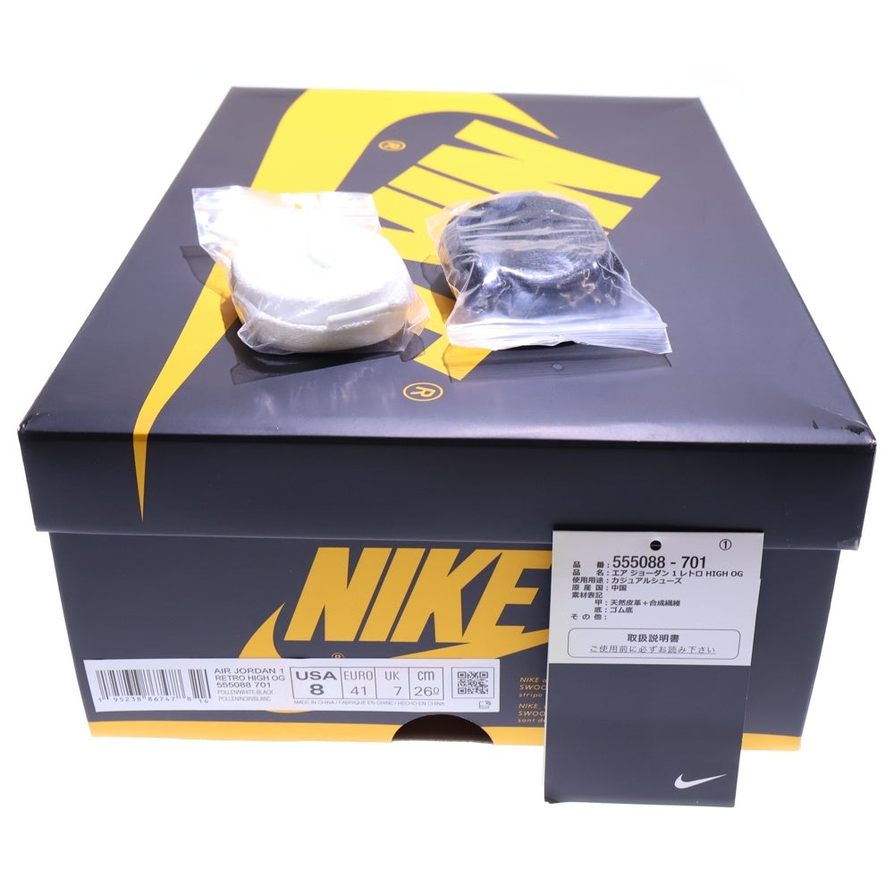 NIKE(ナイキ) AIR JORDAN1 RETRO HIGH OG POLLEN エアジョーダン 1 レトロ パラン ハイカットスニーカー ブラック/イエロー US8/26cm 555088-701