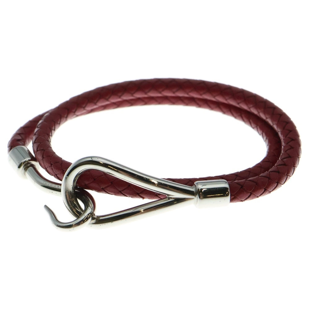 HERMES(エルメス) ジャンボ イントレチャート レザー ブレスレット シルバー金具 レッド