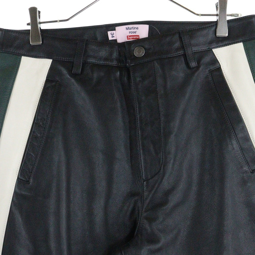 SUPREME(シュプリーム) 24AW ×Martine Rose Leather Pant マーティンローズ レザー トラックロングパンツ ブラック