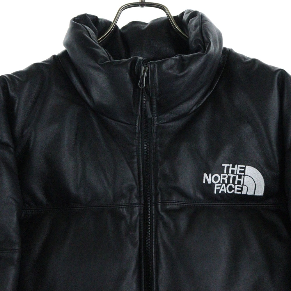 SUPREME(シュプリーム) 17AW ×THE NORTH FACE Leather Nuptse Jacket ザノースフェイス レザー ヌプシ ダウンジャケット ブラック ND91702I