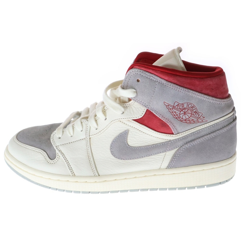 NIKE(ナイキ) AIR JORDAN 1 MID PREMIUM エアジョーダン1 スニーカーズエンスタッフ ハイカットスニーカー グレー/ホワイト US12.5/30.5cm CT3443-100