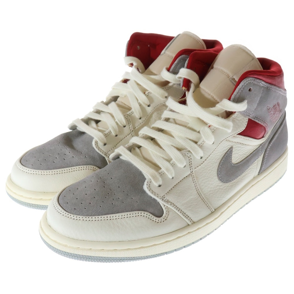 NIKE(ナイキ) AIR JORDAN 1 MID PREMIUM エアジョーダン1 スニーカーズエンスタッフ ハイカットスニーカー グレー/ホワイト US12.5/30.5cm CT3443-100