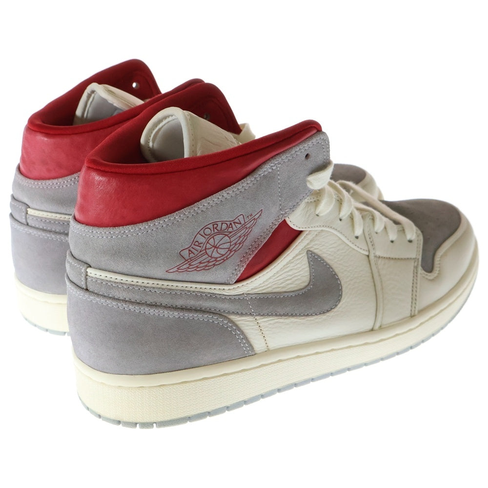 NIKE(ナイキ) AIR JORDAN 1 MID PREMIUM エアジョーダン1 スニーカーズエンスタッフ ハイカットスニーカー グレー/ホワイト US12.5/30.5cm CT3443-100