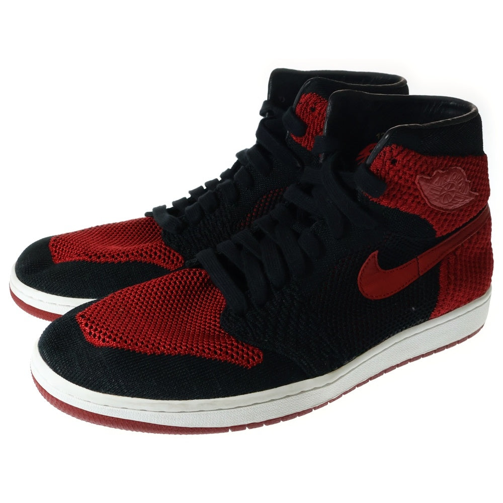 NIKE(ナイキ) AIR JORDAN1 FLYKNIT BRED エアジョーダン1レトロハイ フライニットブレッド ハイカットスニーカー ブラック/レッド US12/30cm 919704‐001