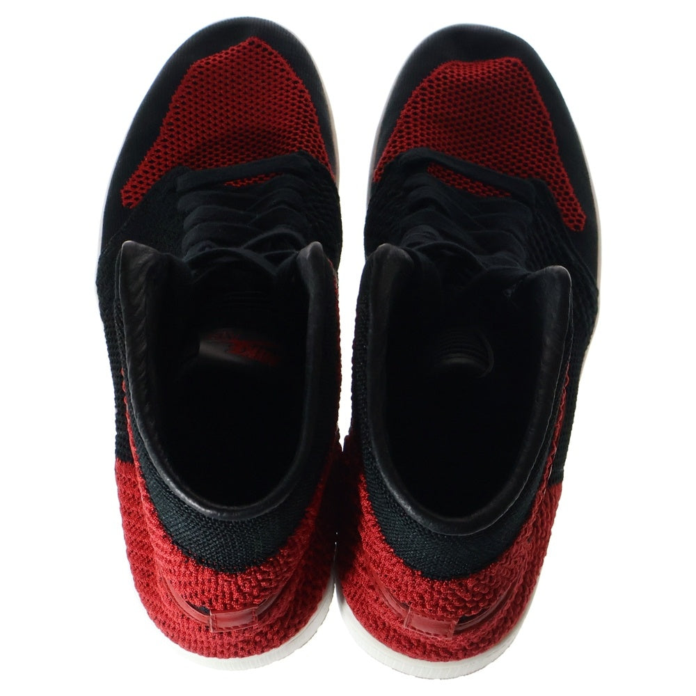 NIKE(ナイキ) AIR JORDAN1 FLYKNIT BRED エアジョーダン1レトロハイ フライニットブレッド ハイカットスニーカー ブラック/レッド US12/30cm 919704‐001