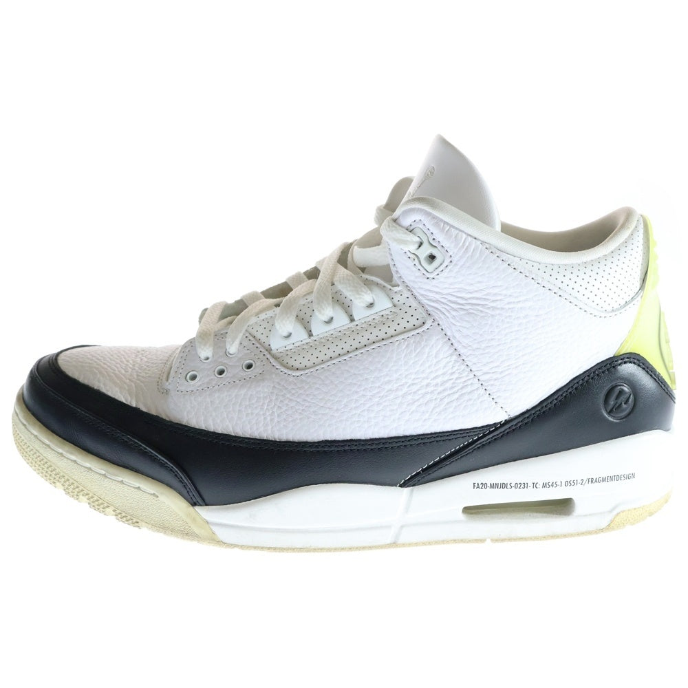 NIKE(ナイキ) ×FRAGMENT DESIGN AIR JORDAN 3 RETRO SP フラグメントデザイン ジョーダン 3 レトロ ミッドカットスニーカー ホワイト/ブラック US13/31cm DA3595-100