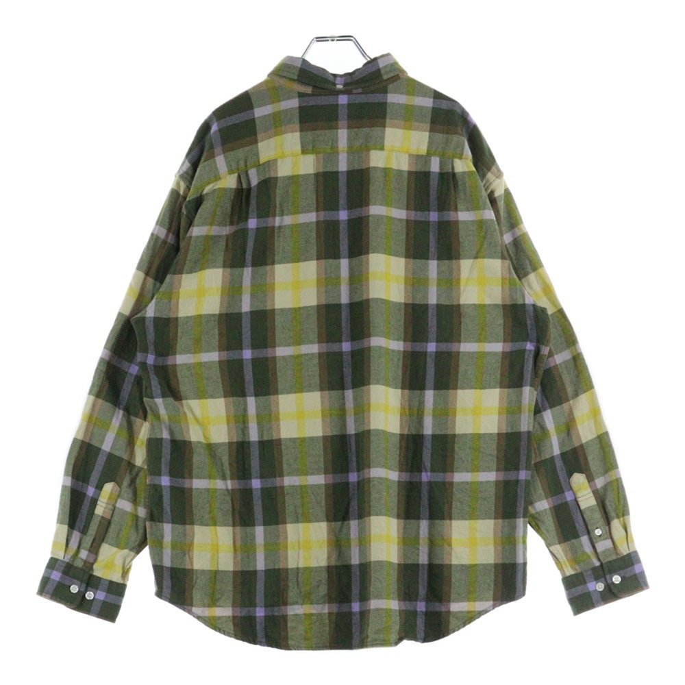 SUPREME(シュプリーム) 23AW Plaid Flannel Shirt フロントロゴ刺繍 フランネル 長袖シャツ グリーン/イエロー