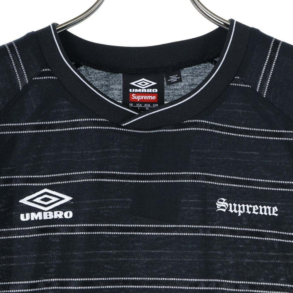 SUPREME(シュプリーム) 25SS ×UMBRO Stripe Soccer Jersey アンブロ ストライプ サッカー ジャージ 半袖ゲームTシャツ カットソー ブラック