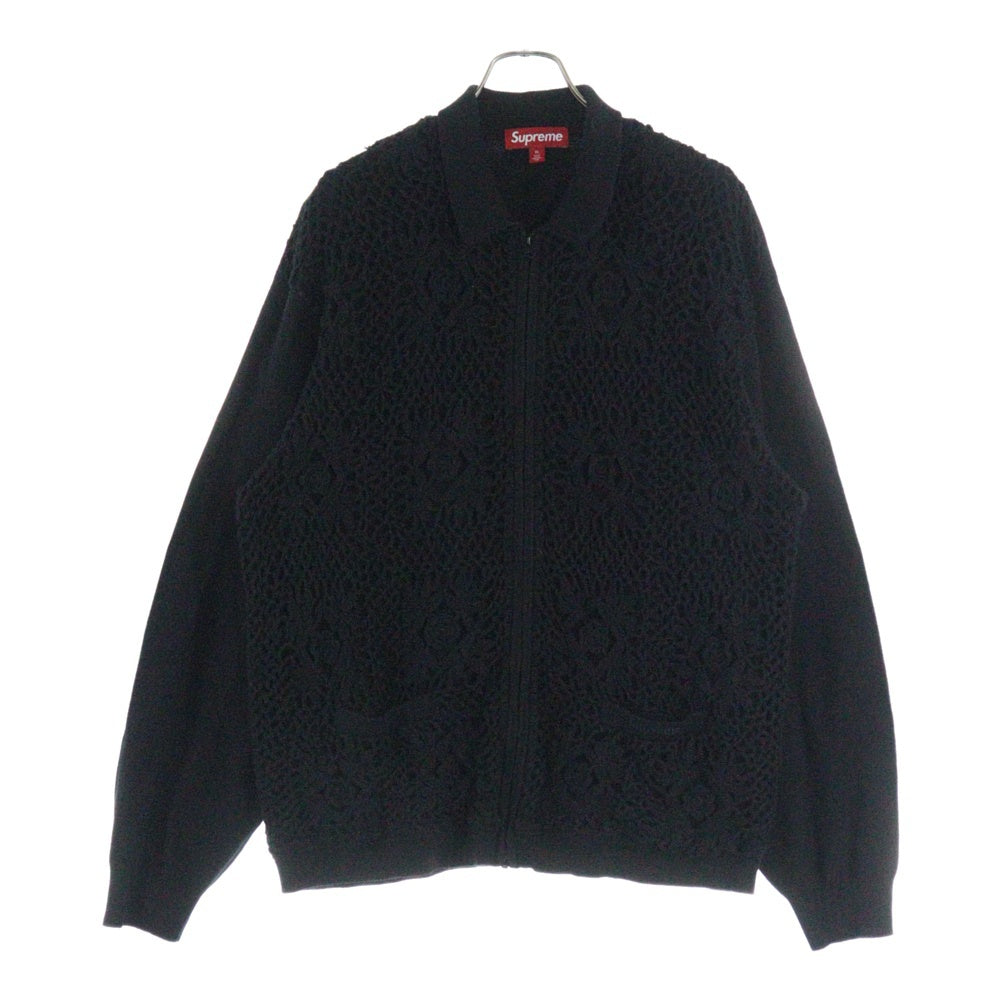 SUPREME(シュプリーム) 25SS Crochet Zip Up Cardigan クロシェ ジップアップ ニットカーディガン ブラック