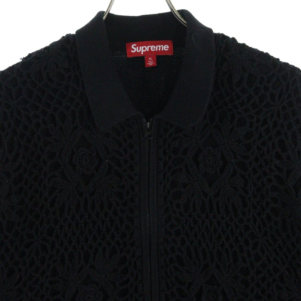 SUPREME(シュプリーム) 25SS Crochet Zip Up Cardigan クロシェ ジップアップ ニットカーディガン ブラック