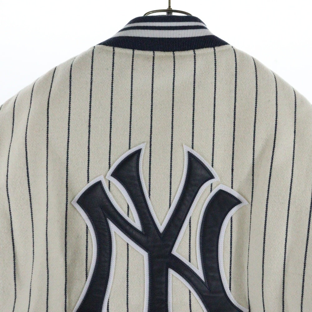 KITH(キス) 21AW ×MLB for New York Yankees Wool Bomber Jacket ニューヨーク ヤンキース ウール ボンバージャケット アイボリー KHM010030