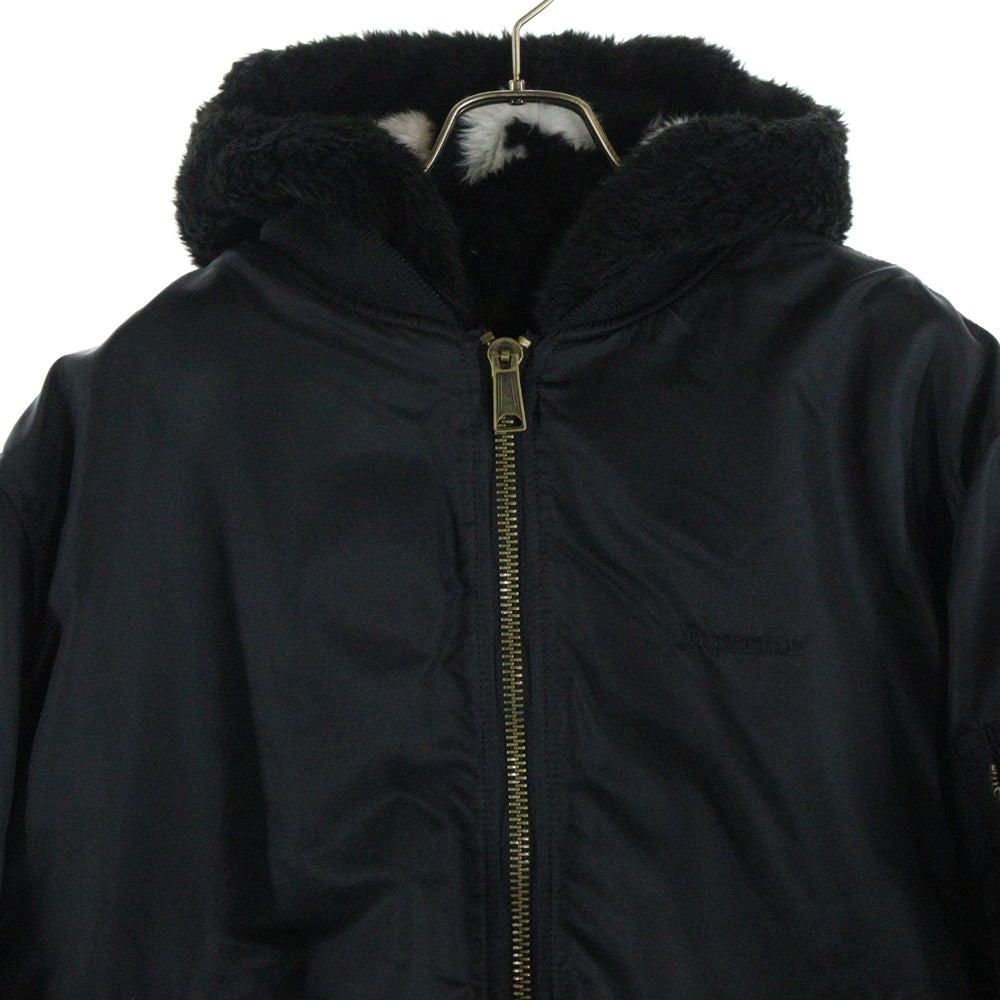 SUPREME(シュプリーム) 22AW Faux Fur Reversible MA-1 フェイクファーリバーシブル MA-1 ジップアップジャケット ブラック