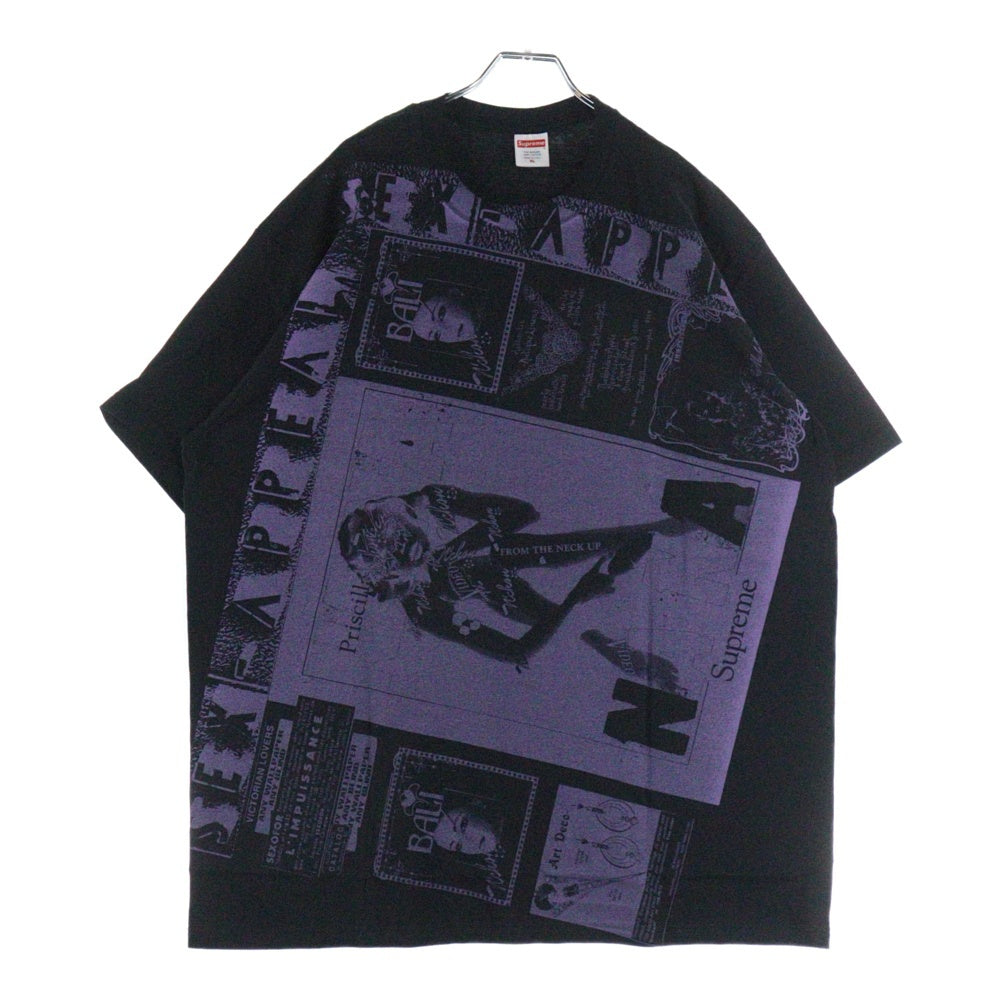 SUPREME(シュプリーム) 24SS Collage Tee コラージュ グラフィックプリント クルーネック半袖Tシャツ カットソー ブラック/パープル