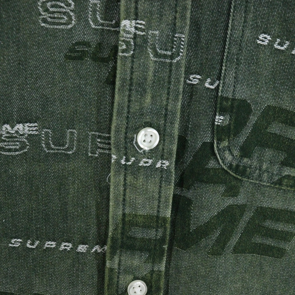 SUPREME(シュプリーム) 19AW Dimensions Logo Denim Shirt ディメンションズ 総柄ロゴ デニム 長袖シャツ グリーン