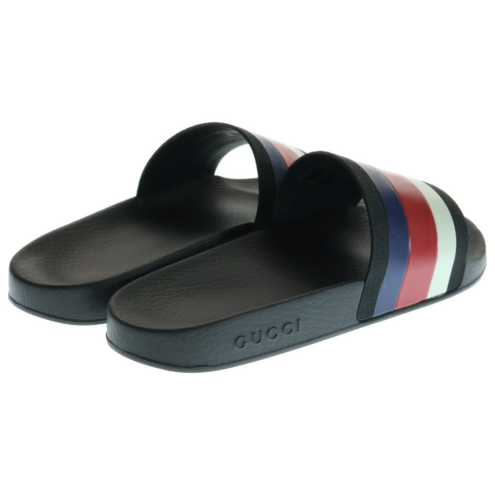 GUCCI(グッチ) トリコロールカラー レザー シャワーサンダル ブラック 308234-160