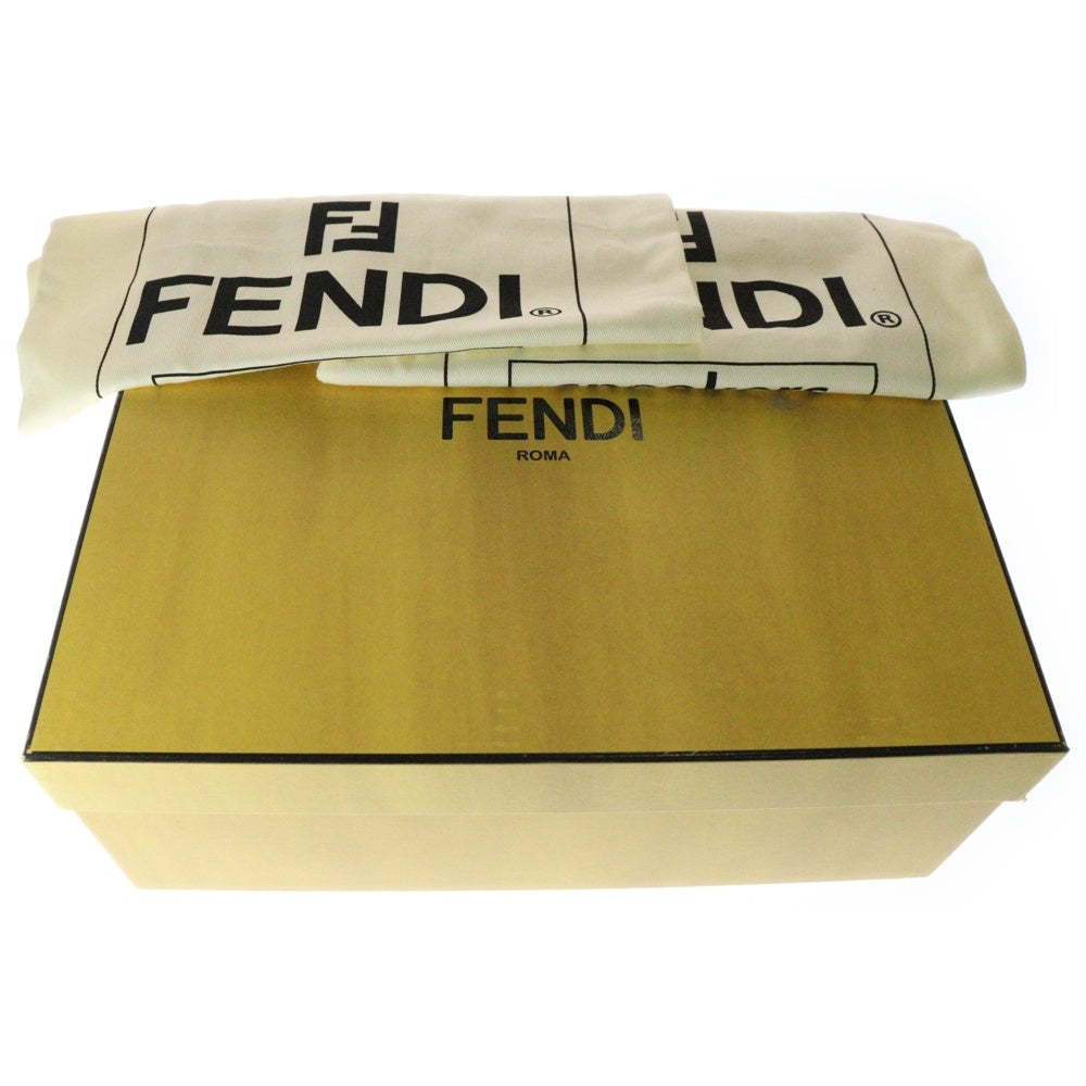 FENDI(フェンディ) FFロゴ ラインストーン レザー ミッドカットスニーカー ホワイト 7E1612 AN8K F014E