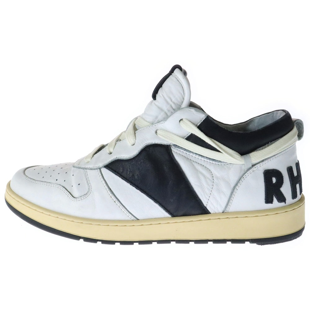 RHUDE(ルード) LOGO PATCH LACE-UP SNEAKERS ロゴパッチ レザー ローカットスニーカー ホワイト/ブラック US9/27cm RHSS22FO2317