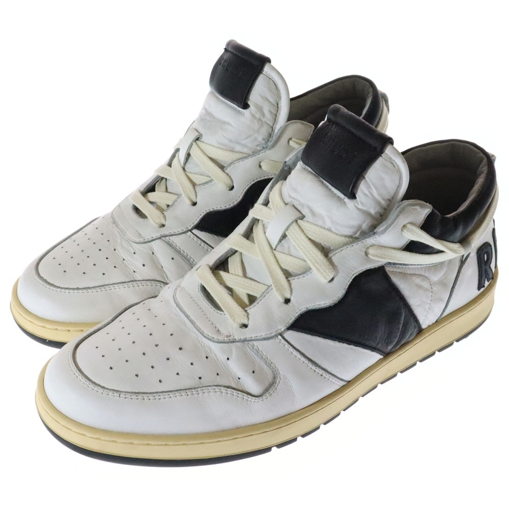 RHUDE(ルード) LOGO PATCH LACE-UP SNEAKERS ロゴパッチ レザー ローカットスニーカー ホワイト/ブラック US9/27cm RHSS22FO2317