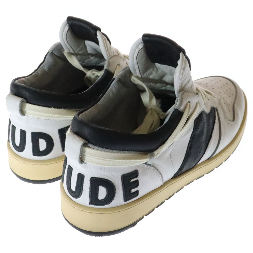 RHUDE(ルード) LOGO PATCH LACE-UP SNEAKERS ロゴパッチ レザー ローカットスニーカー ホワイト/ブラック US9/27cm RHSS22FO2317