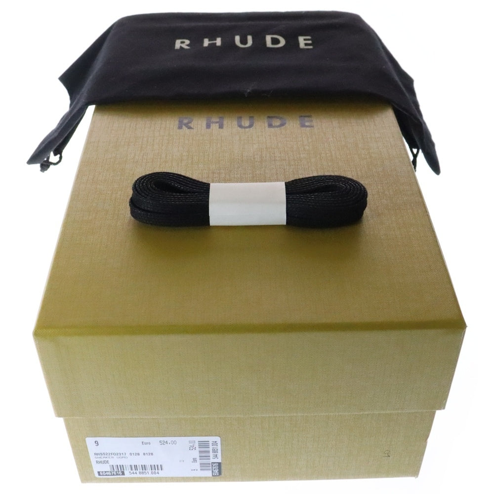 RHUDE(ルード) LOGO PATCH LACE-UP SNEAKERS ロゴパッチ レザー ローカットスニーカー ホワイト/ブラック US9/27cm RHSS22FO2317