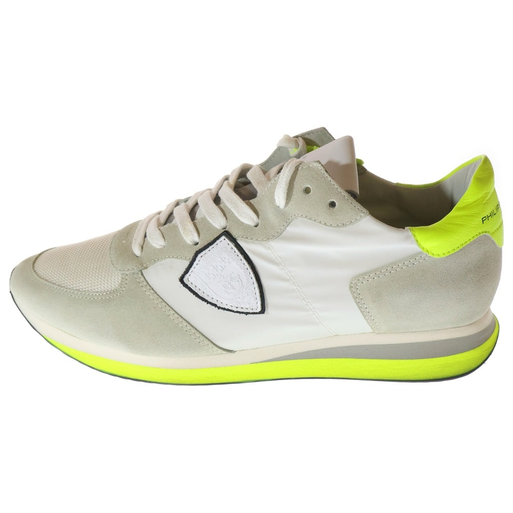 PHILIPPE MODEL(フィリップモデル) NEON BLANC TROPEZ X トロぺ サイドロゴ スエードメッシュ切替 ローカットスニーカー グレー/イエロー TZLU WN12