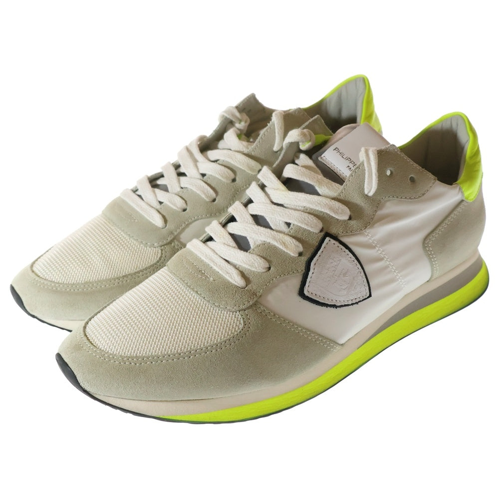 PHILIPPE MODEL(フィリップモデル) NEON BLANC TROPEZ X トロぺ サイドロゴ スエードメッシュ切替 ローカットスニーカー グレー/イエロー TZLU WN12