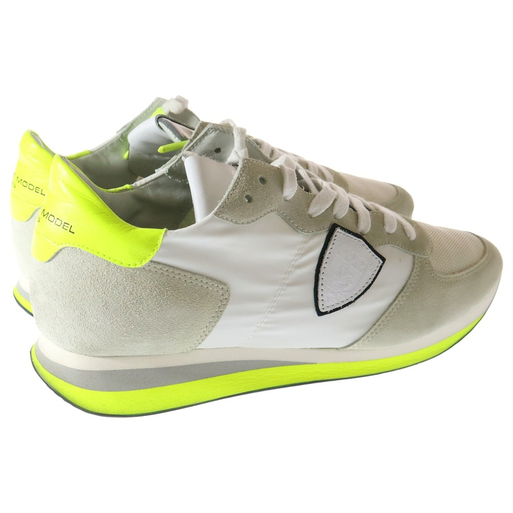 PHILIPPE MODEL(フィリップモデル) NEON BLANC TROPEZ X トロぺ サイドロゴ スエードメッシュ切替 ローカットスニーカー グレー/イエロー TZLU WN12