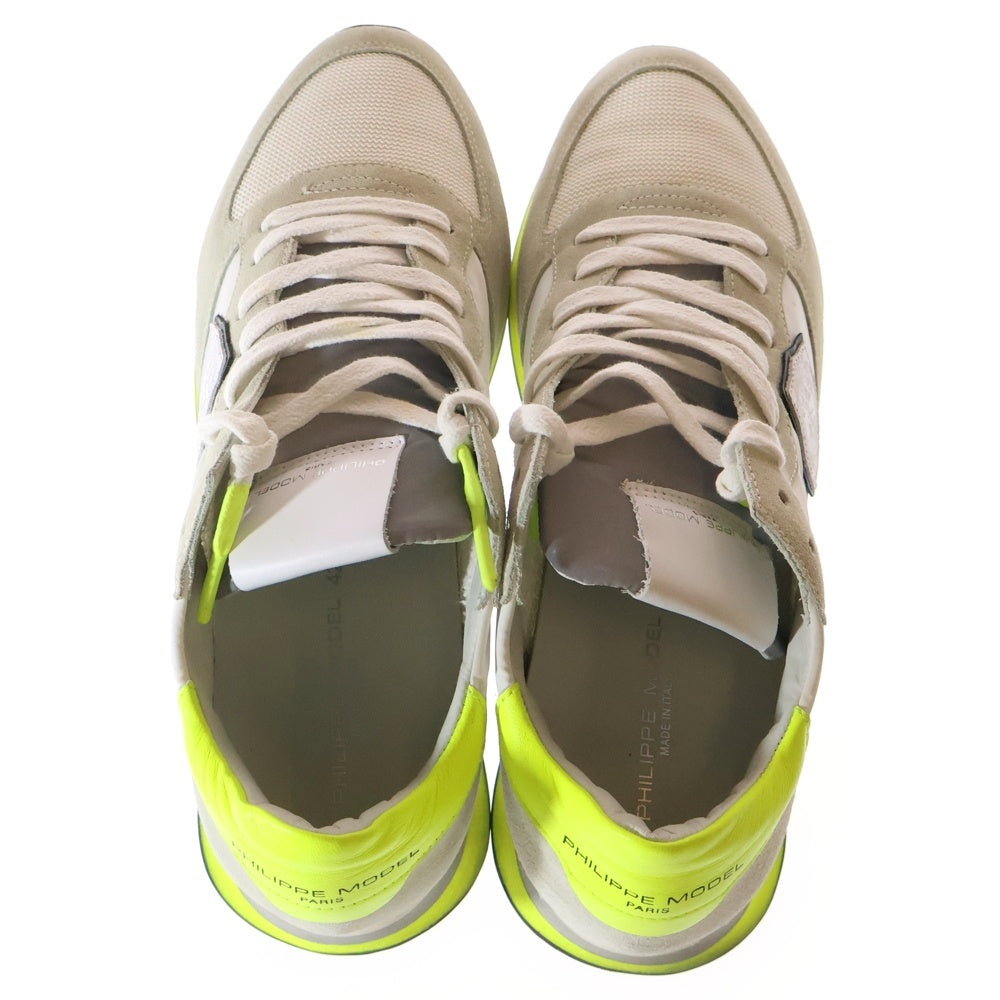 PHILIPPE MODEL(フィリップモデル) NEON BLANC TROPEZ X トロぺ サイドロゴ スエードメッシュ切替 ローカットスニーカー グレー/イエロー TZLU WN12