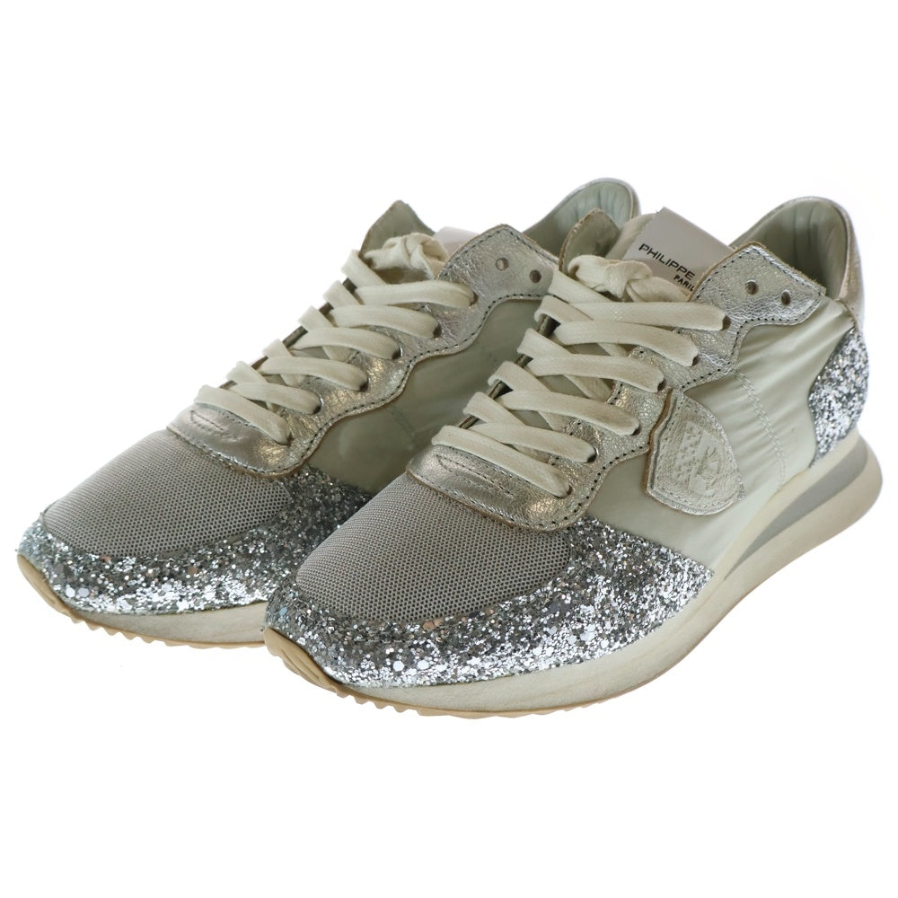 PHILIPPE MODEL(フィリップモデル) TROPEZ X MONDIAL GLITTER ARGENT トロぺ ラインストーン ローカットスニーカー グレー/シルバー TZLD WG10