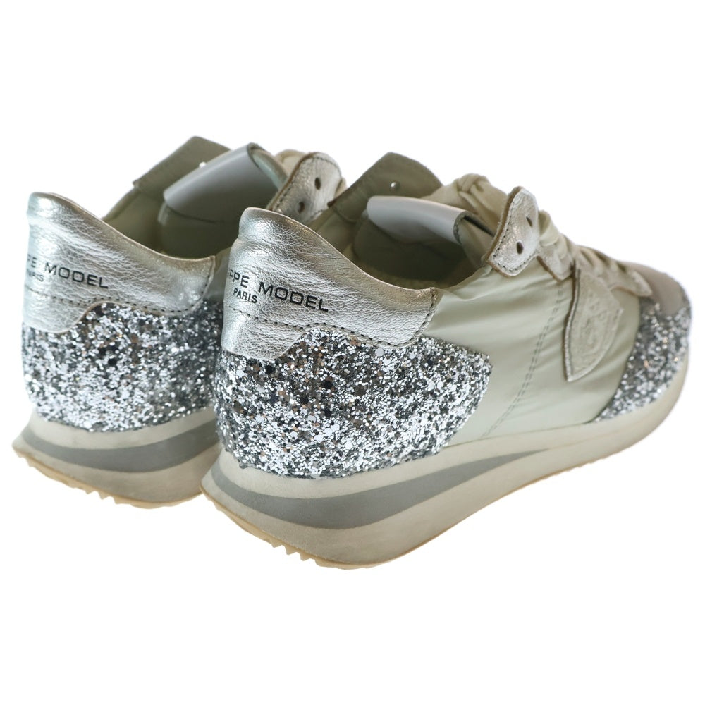 PHILIPPE MODEL(フィリップモデル) TROPEZ X MONDIAL GLITTER ARGENT トロぺ ラインストーン ローカットスニーカー グレー/シルバー TZLD WG10
