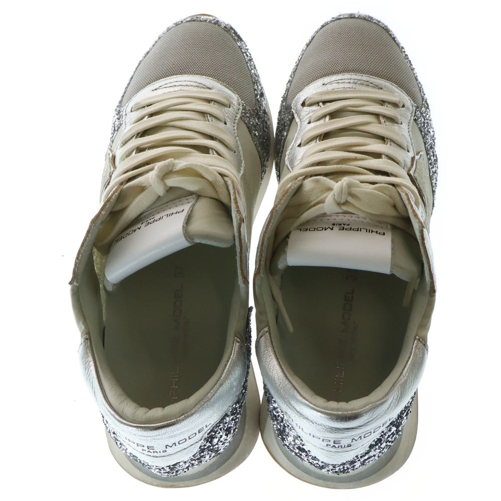 PHILIPPE MODEL(フィリップモデル) TROPEZ X MONDIAL GLITTER ARGENT トロぺ ラインストーン ローカットスニーカー グレー/シルバー TZLD WG10